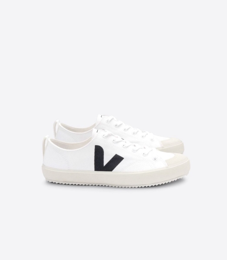 Men Veja Nova Canvas Vegan Shoes Vegan Shoes White/Black ireland IE-7513YT